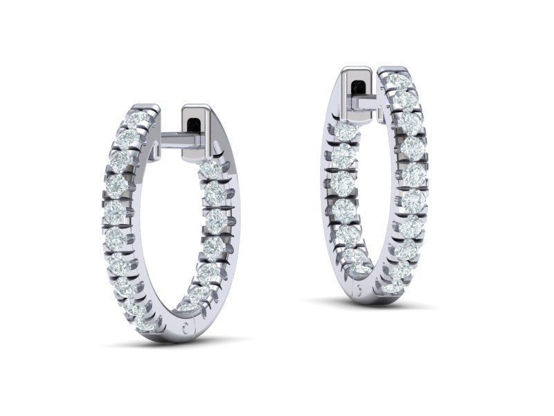 Delicate Fine Diamond Hoop Earrings 3d model  3D print model_5
