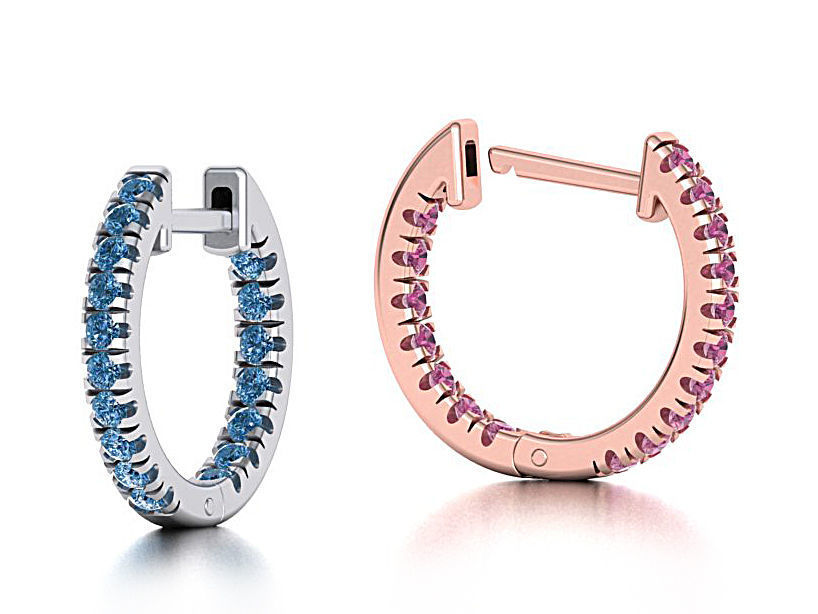 Delicate Fine Diamond Hoop Earrings 3d model  3D print model_8