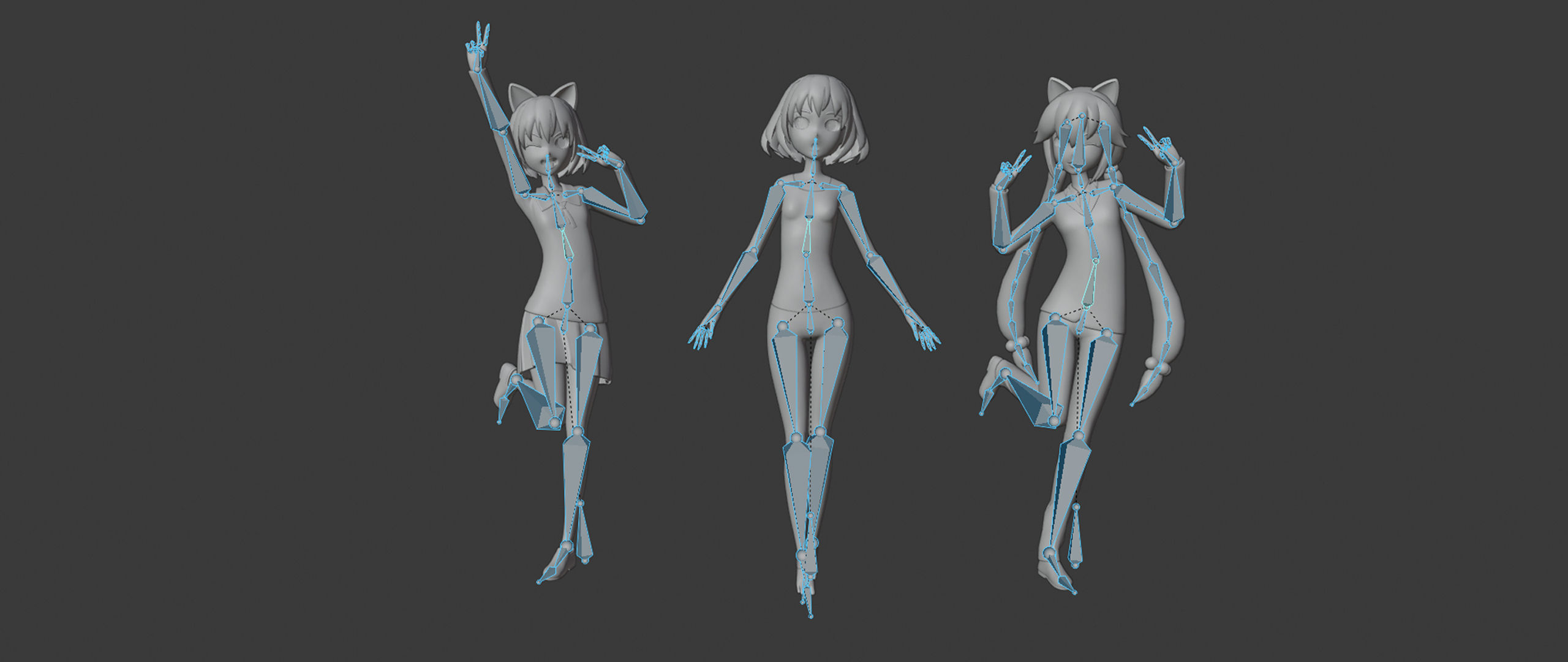 Rigged Anime Girl - Outfits and Expressions 3D model_3