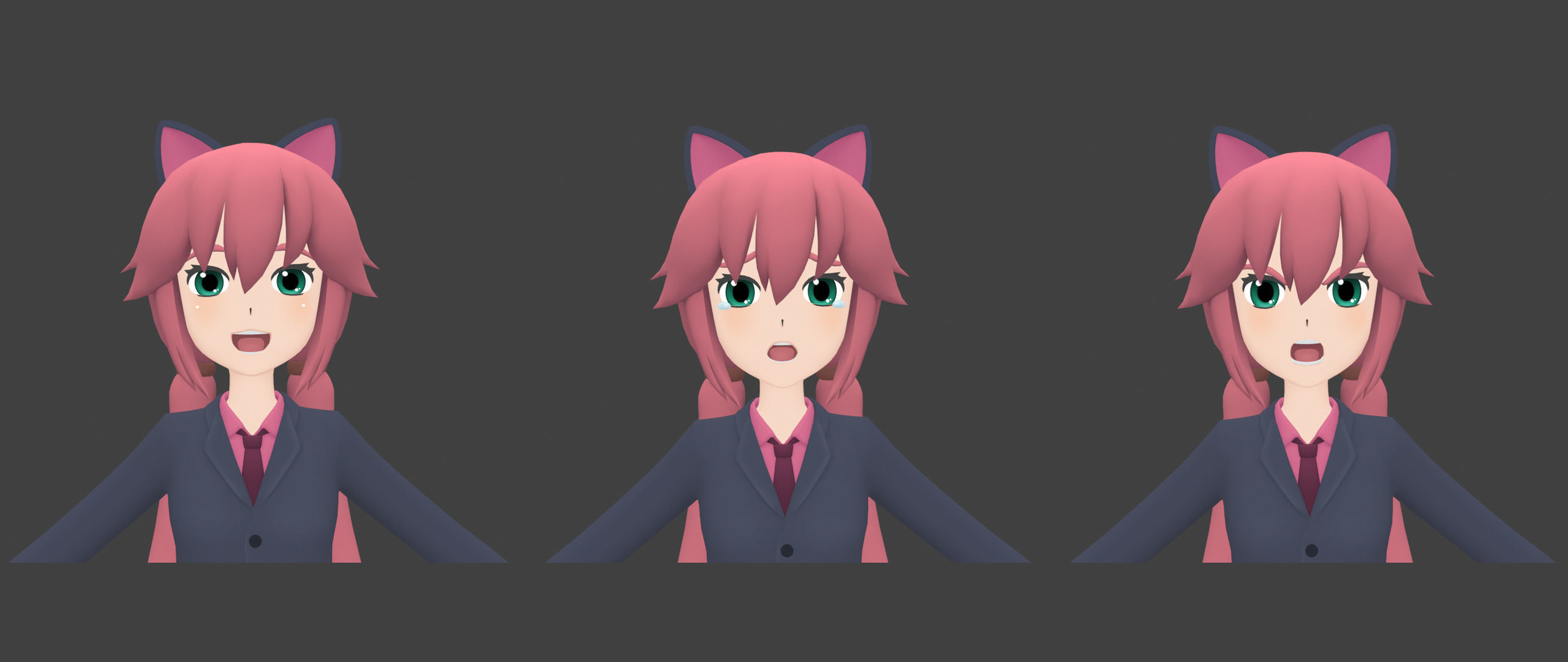 Rigged Anime Girl - Outfits and Expressions 3D model_4