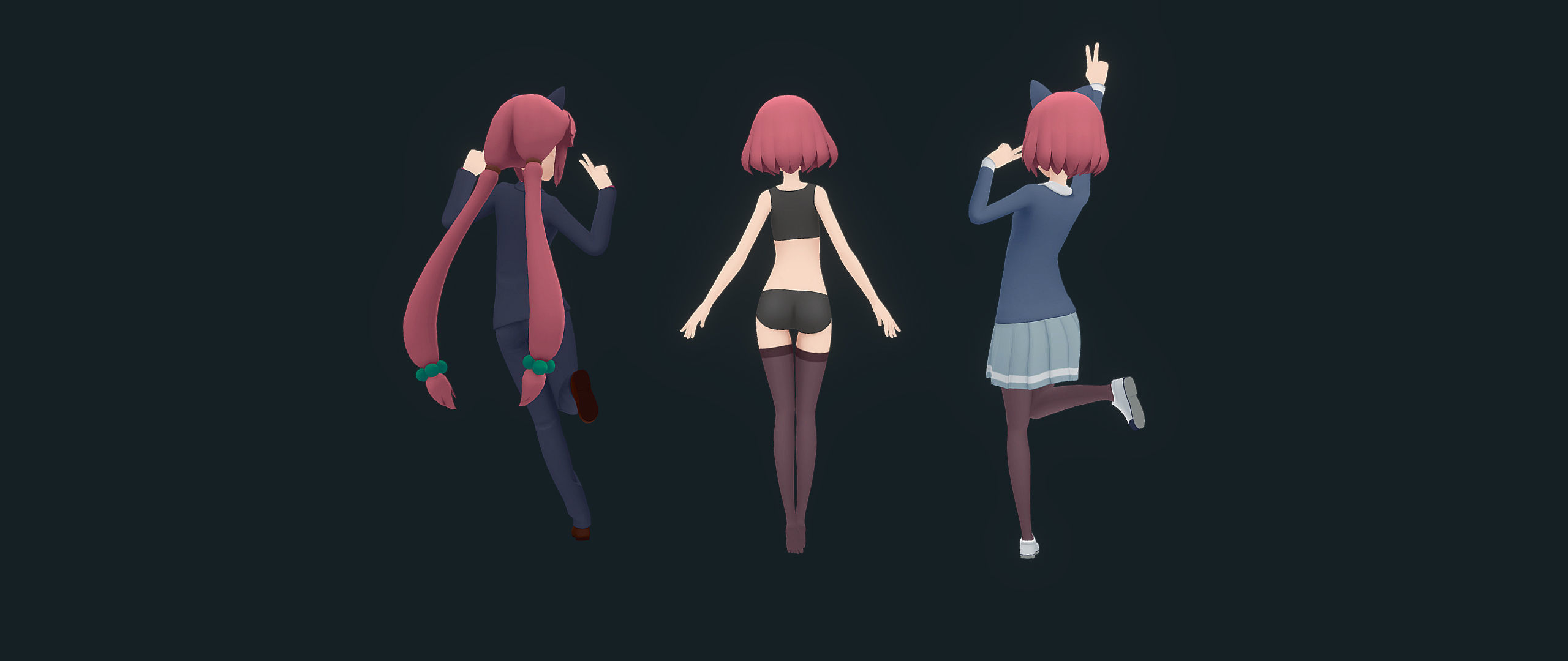 Rigged Anime Girl - Outfits and Expressions 3D model_2