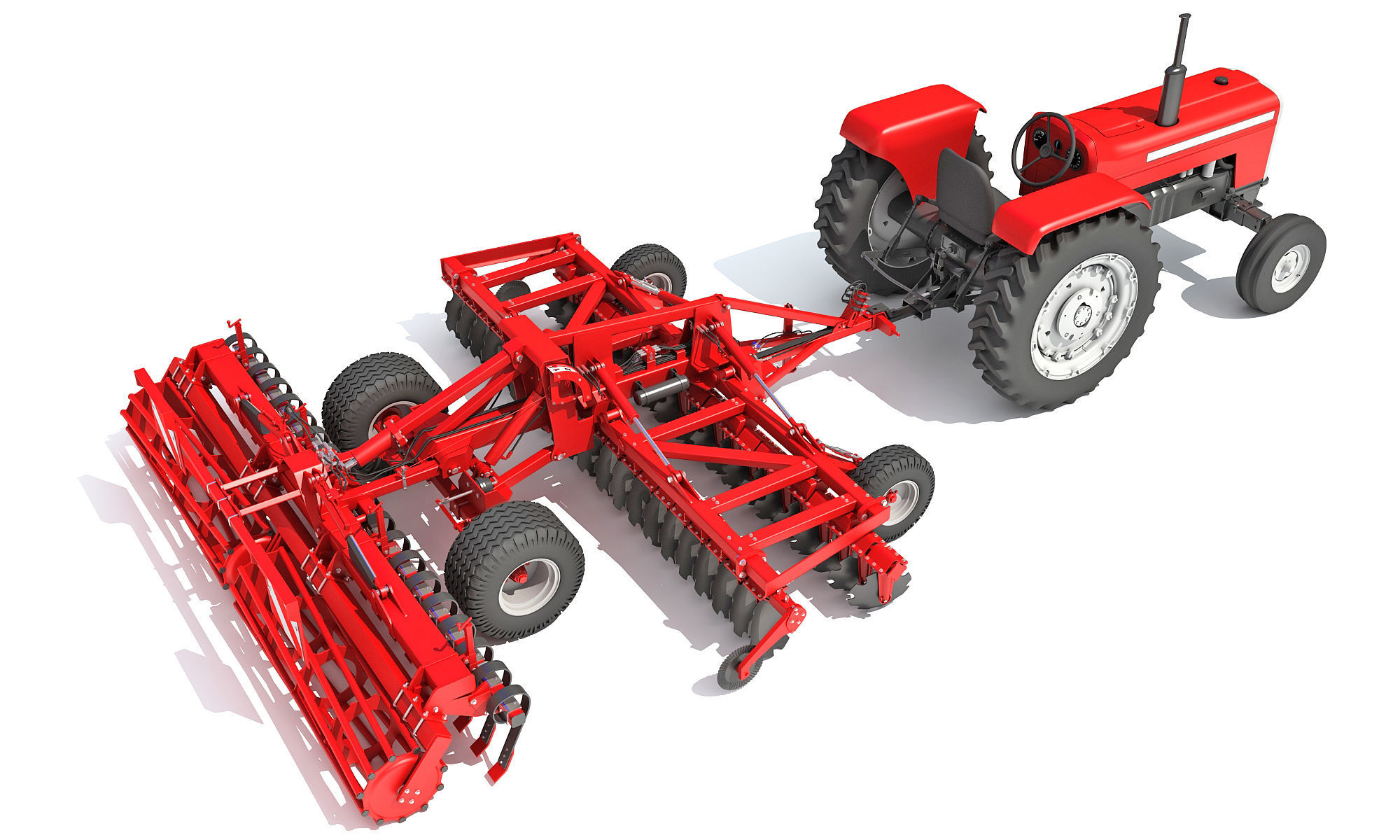 Tractor with Disc Harrow 3D model_6