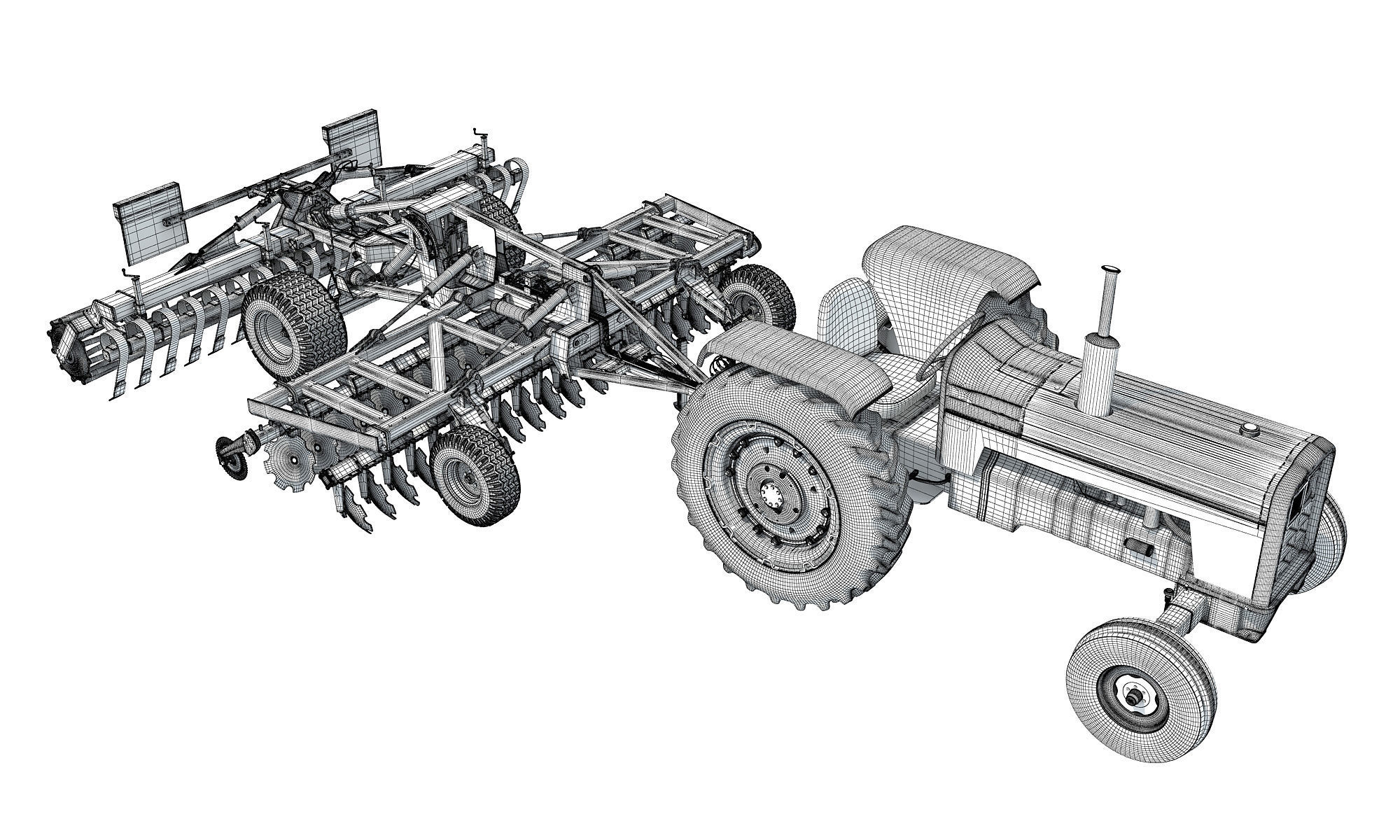 Tractor with Disc Harrow 3D model_18
