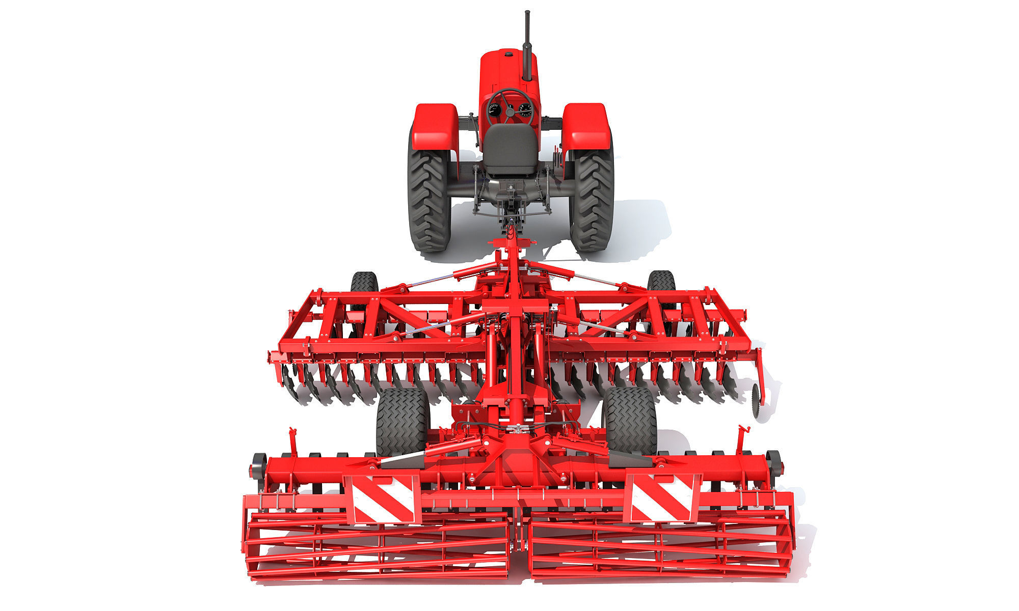 Tractor with Disc Harrow 3D model_4