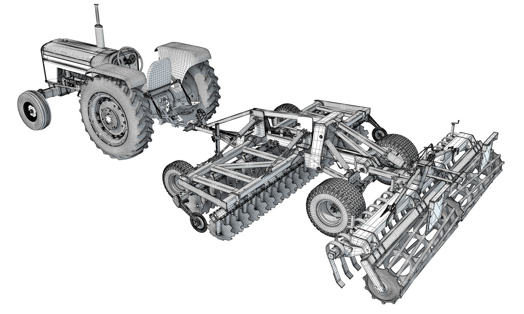 Tractor with Disc Harrow 3D model_16