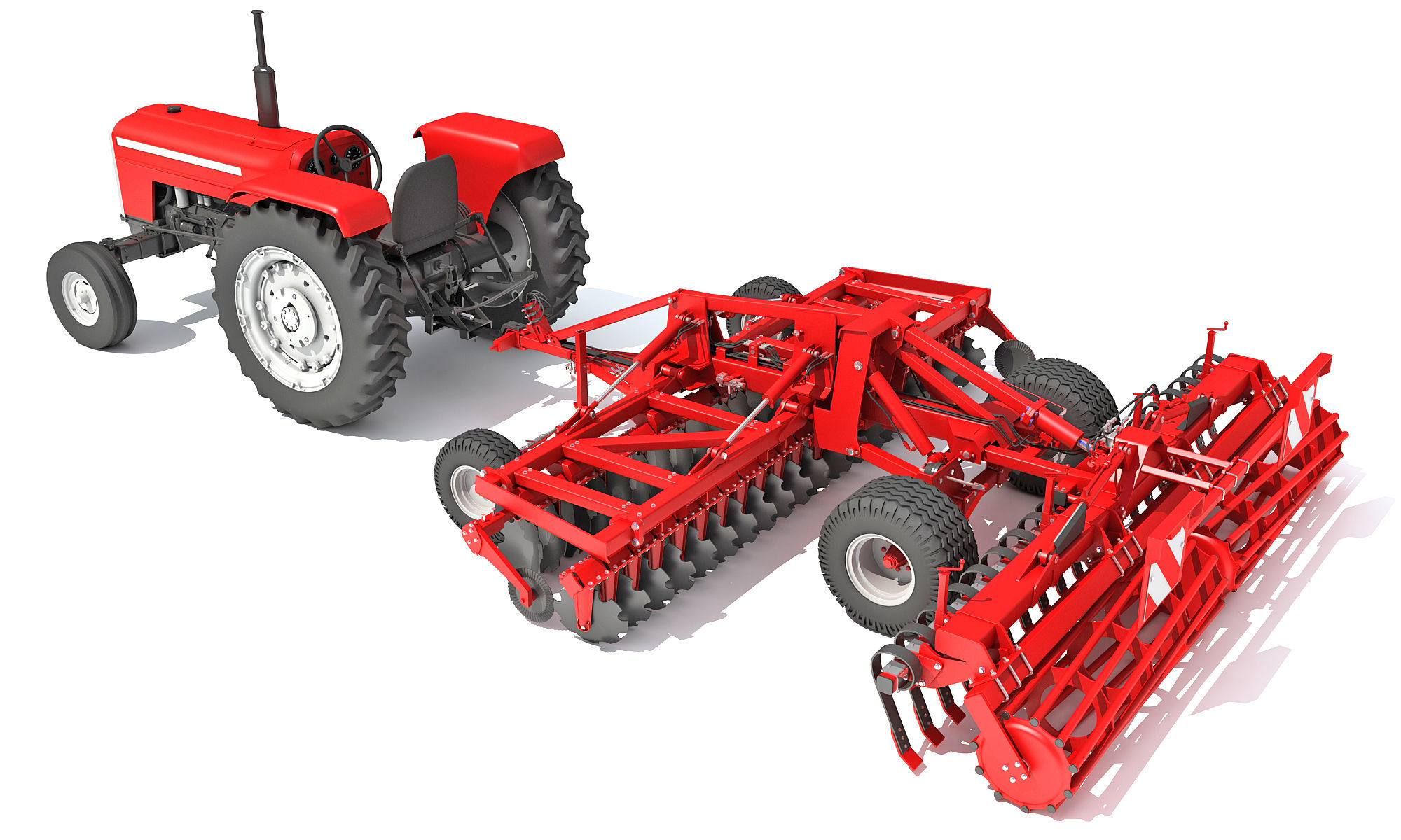 Tractor with Disc Harrow 3D model_3