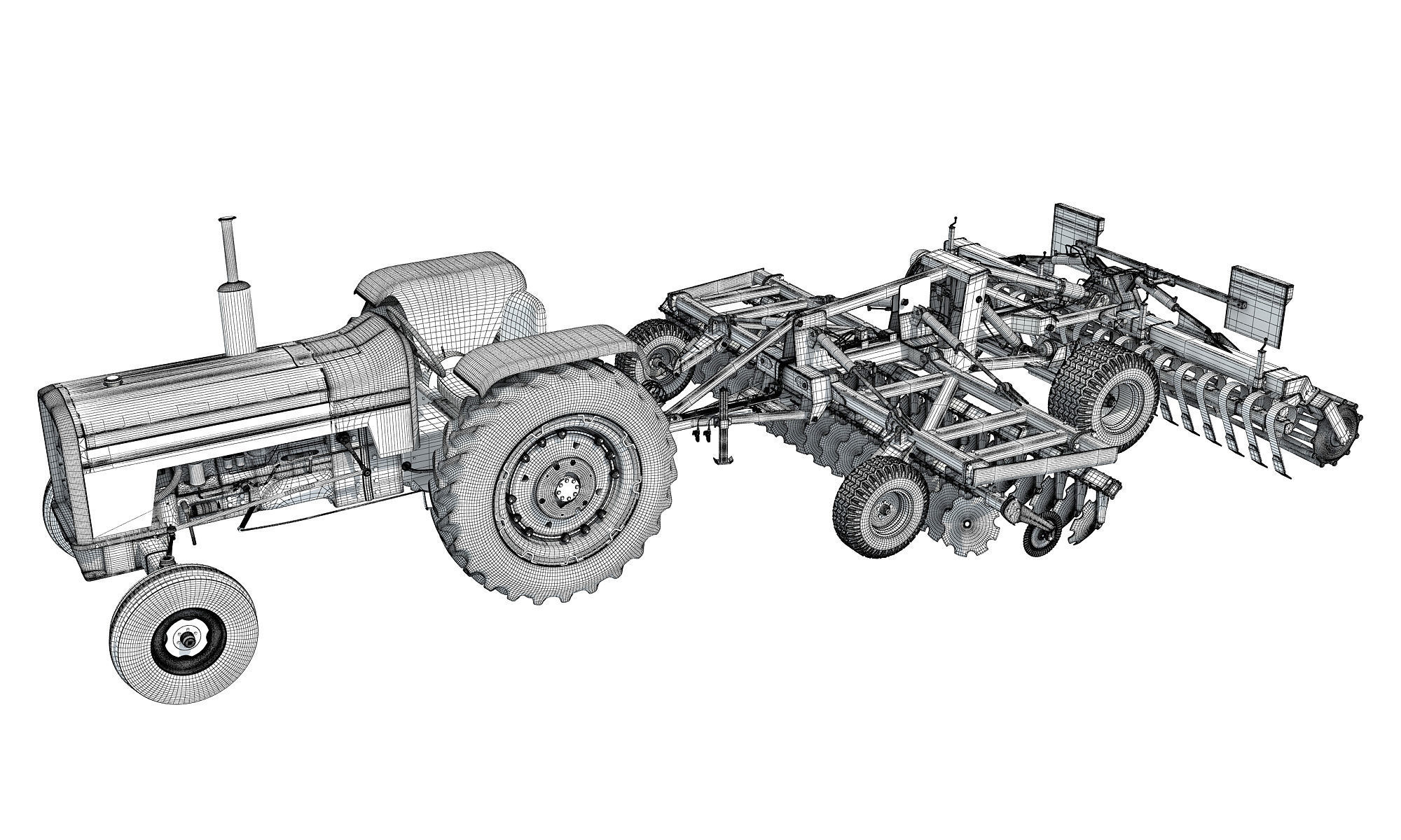 Tractor with Disc Harrow 3D model_15