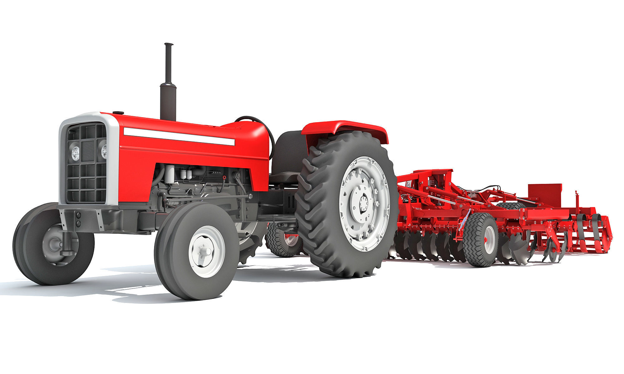 Tractor with Disc Harrow 3D model_10