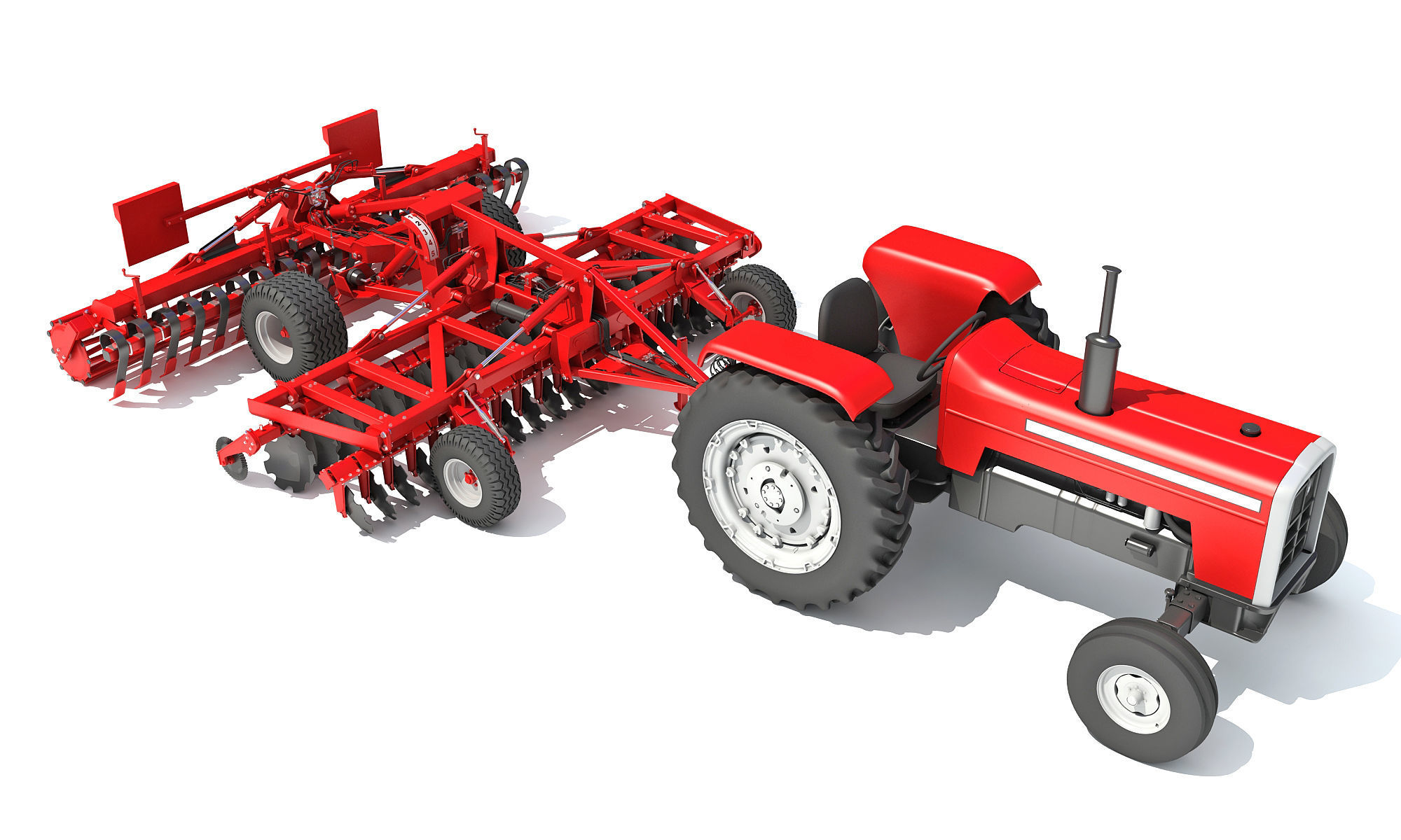 Tractor with Disc Harrow 3D model_8