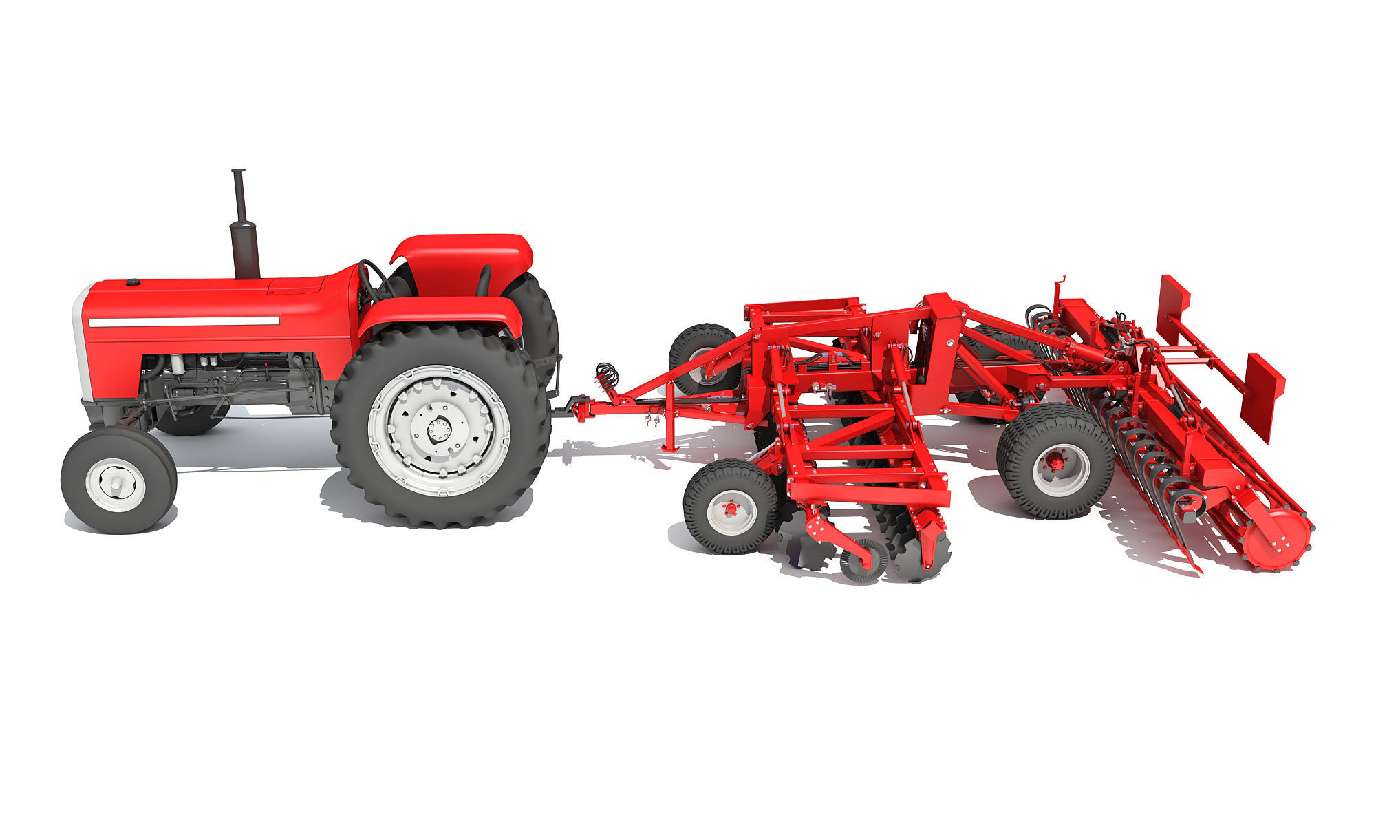 Tractor with Disc Harrow 3D model_2