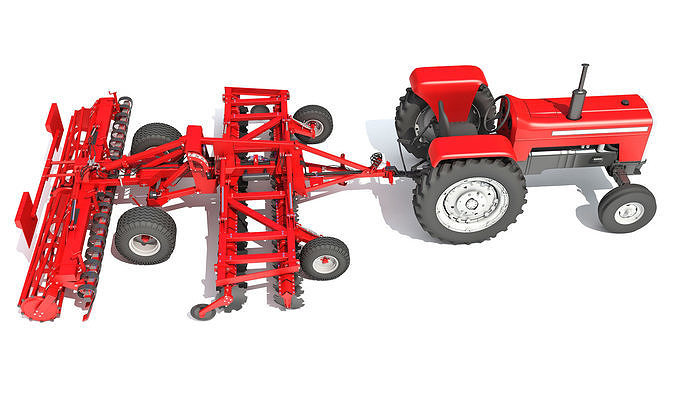Tractor with Disc Harrow 3D model