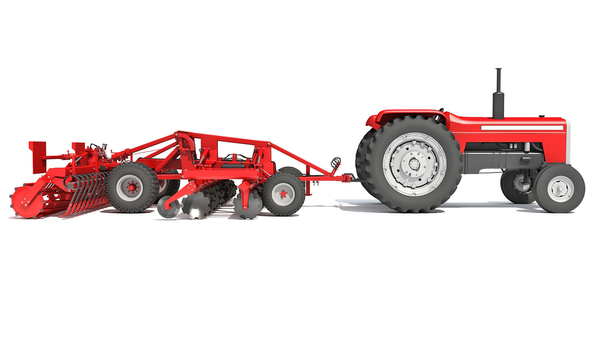 Tractor with Disc Harrow 3D model_7