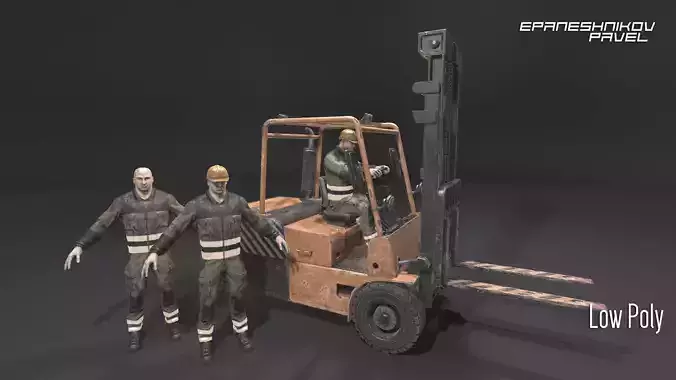Worker and forklift loader