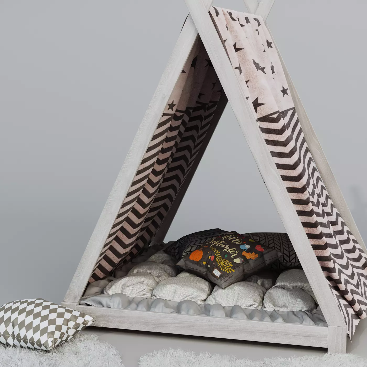 Childrens Wigwam and Decor Set 3D model_0