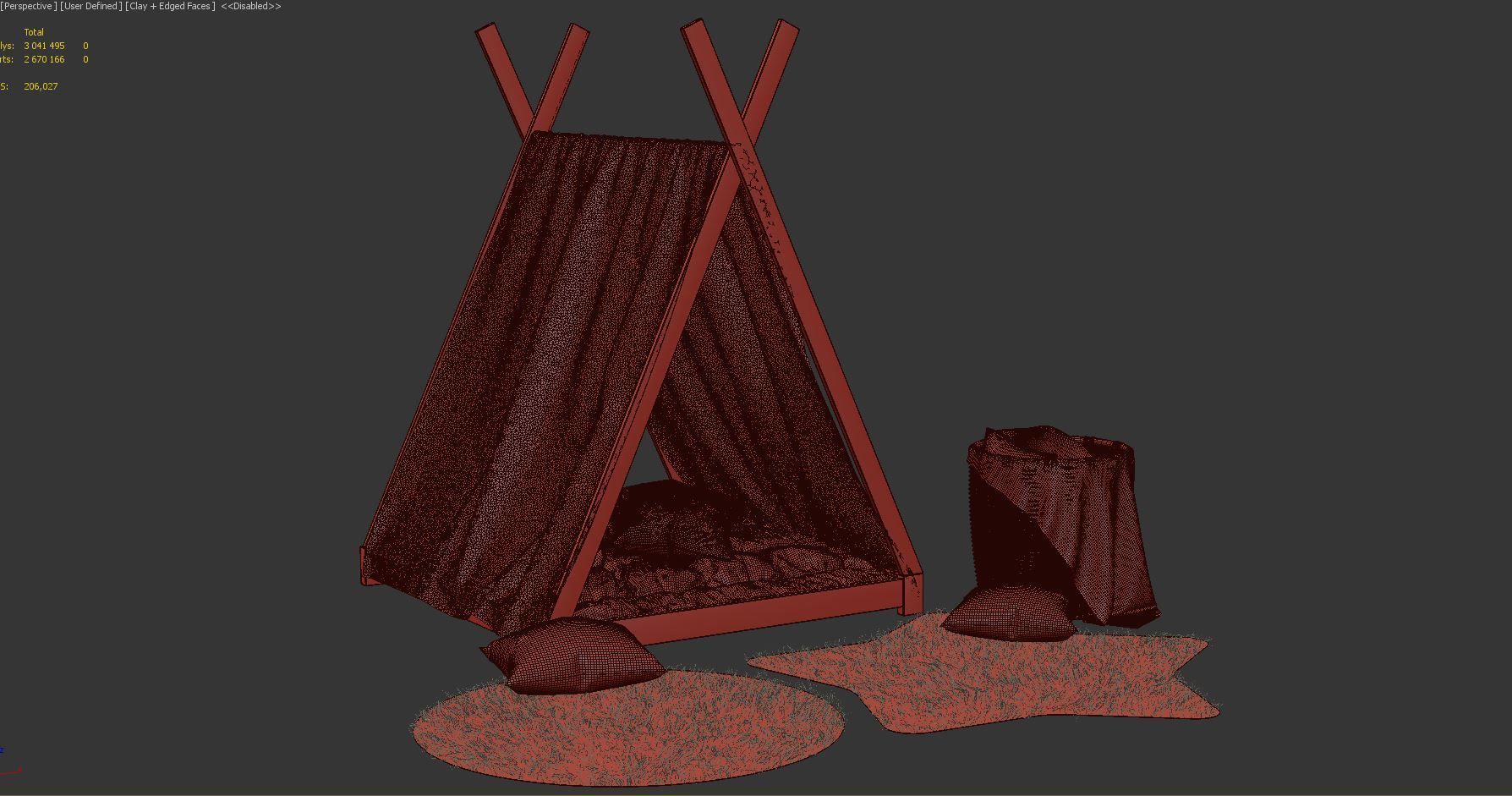 Childrens Wigwam and Decor Set 3D model_3