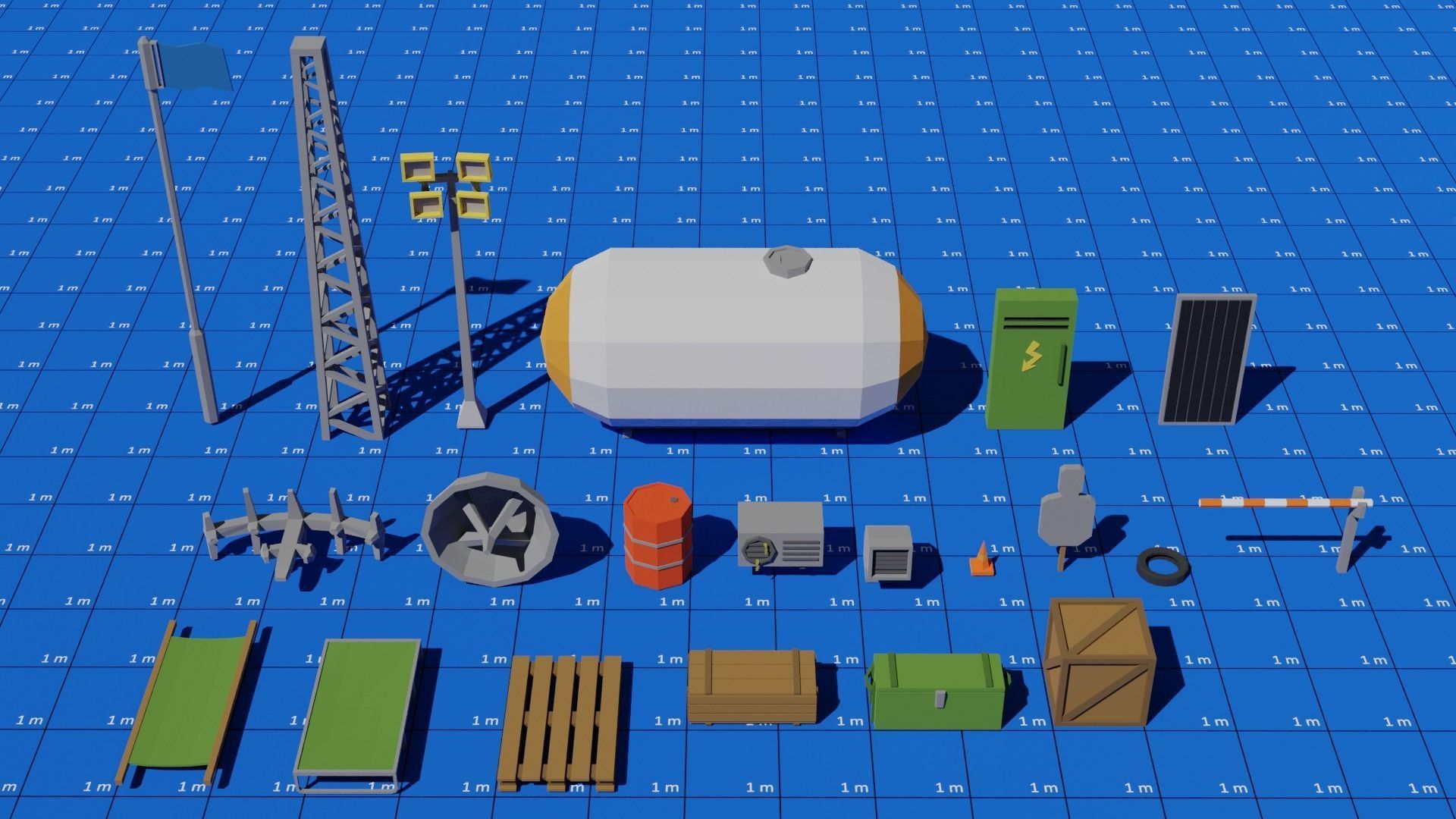 Low poly Military Base Low-poly 3D model_3