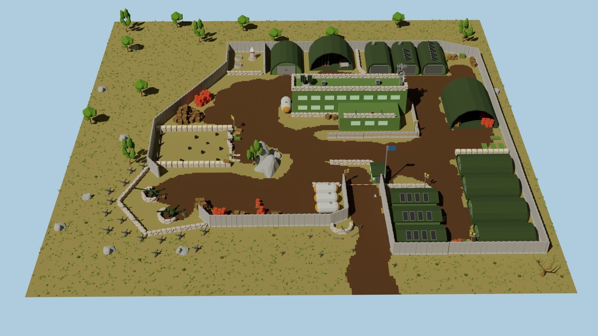 Low poly Military Base Low-poly 3D model_7