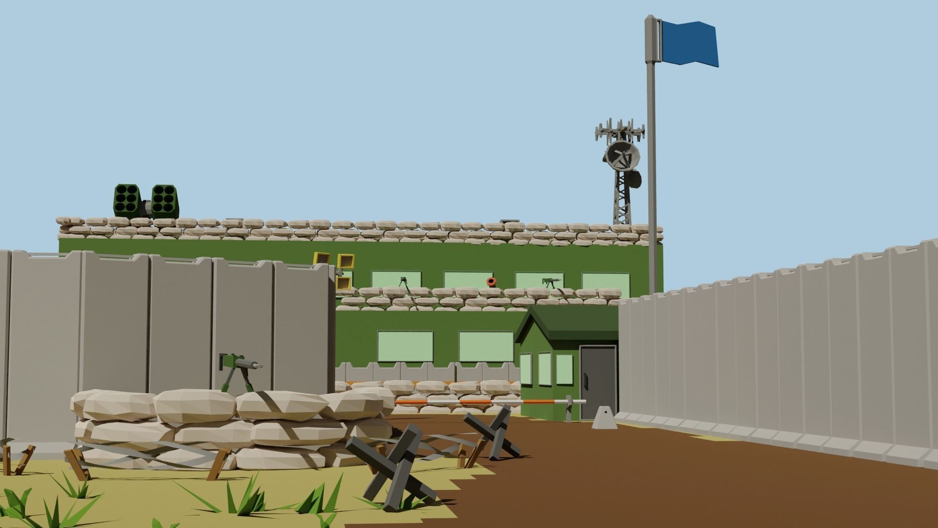 Low poly Military Base Low-poly 3D model_9