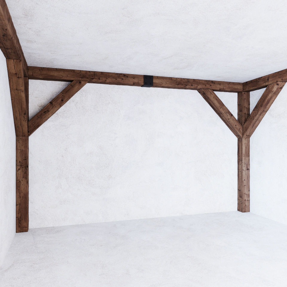 Wooden beams collection 3D model_3