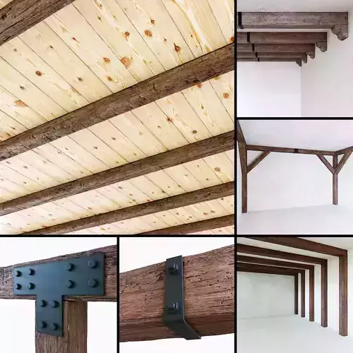 Wooden beams collection 3D model