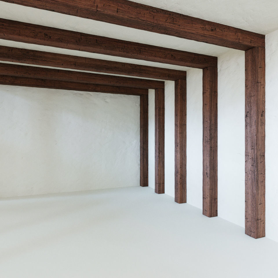 Wooden beams collection 3D model_4