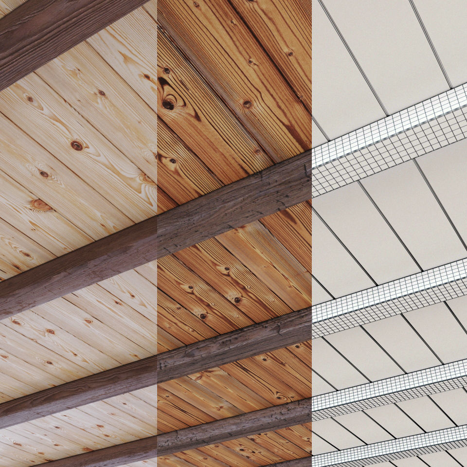 Wooden beams collection 3D model_8