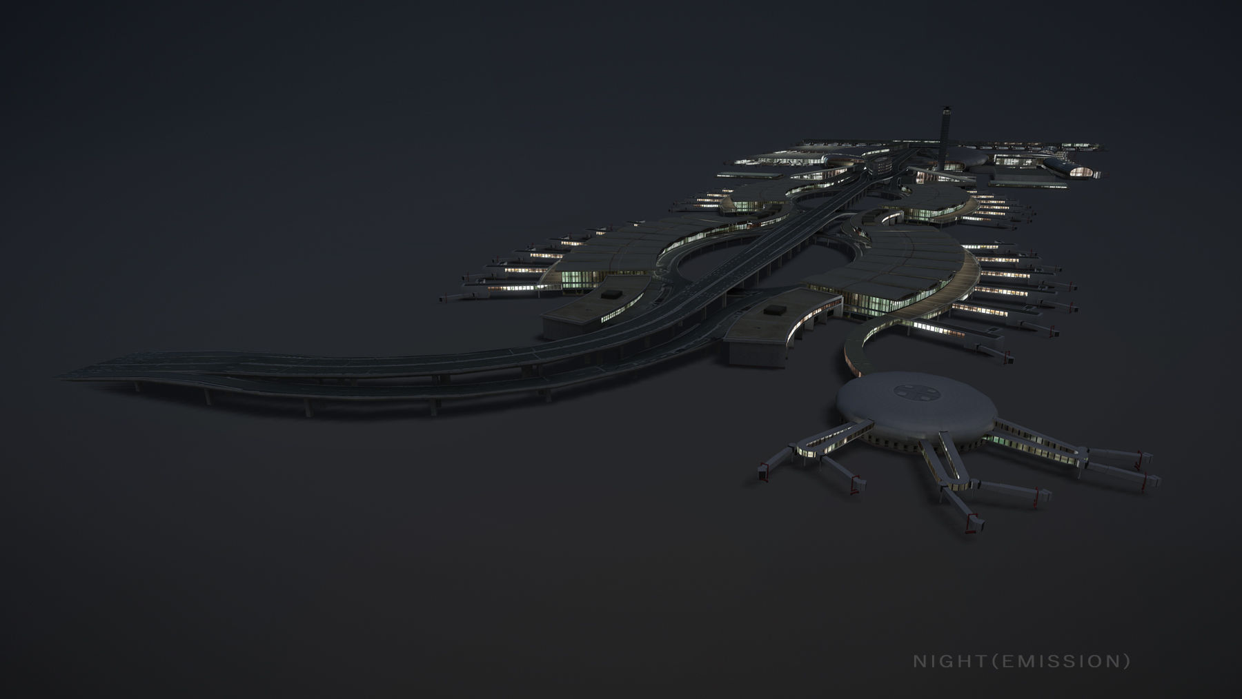 Airport Terminal LFPG Terminal2 Charles de Gaulle Airport Low-poly 3D model_27
