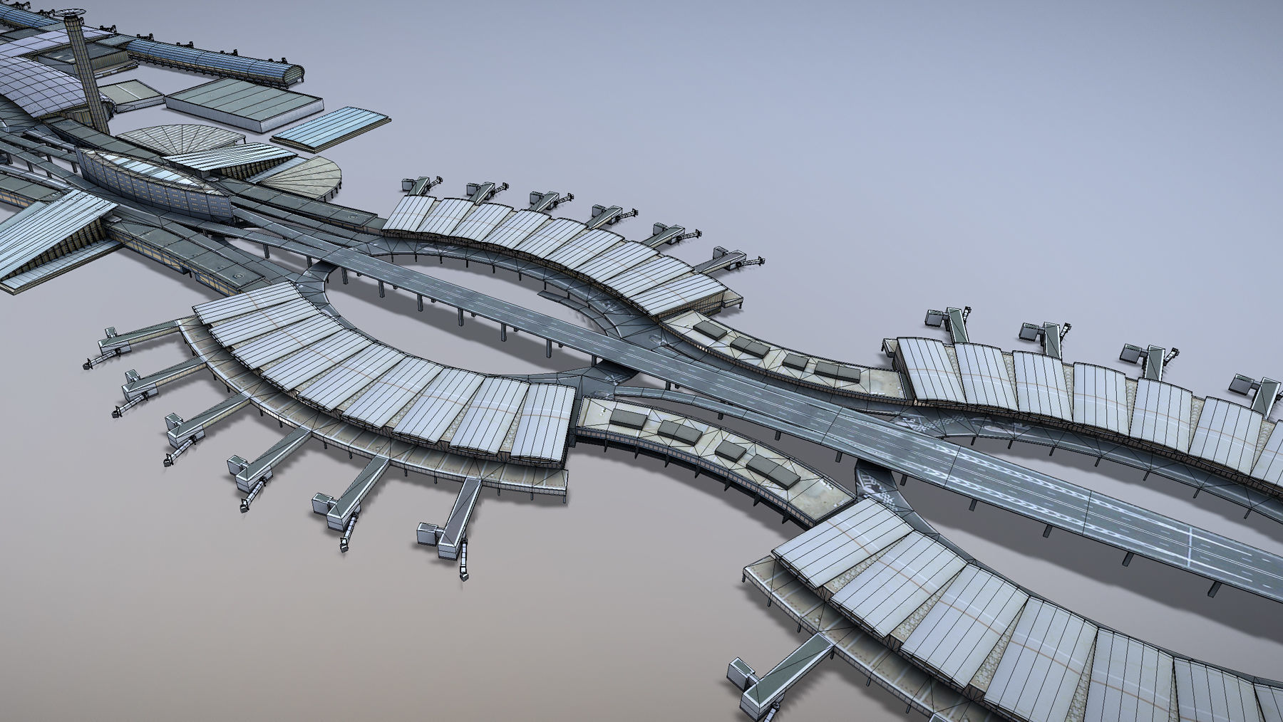 Airport Terminal LFPG Terminal2 Charles de Gaulle Airport Low-poly 3D model_17
