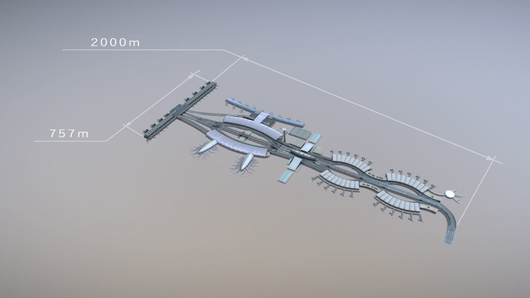 Airport Terminal LFPG Terminal2 Charles de Gaulle Airport Low-poly 3D model_9