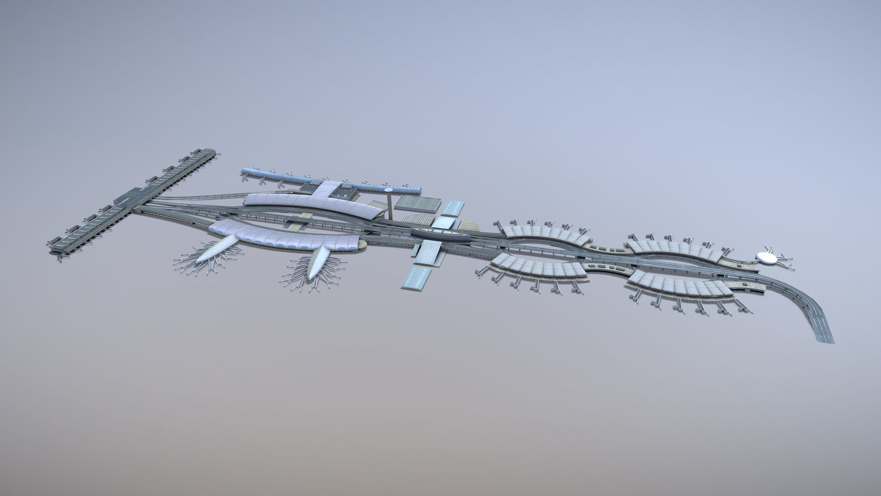 Airport Terminal LFPG Terminal2 Charles de Gaulle Airport Low-poly 3D model_3