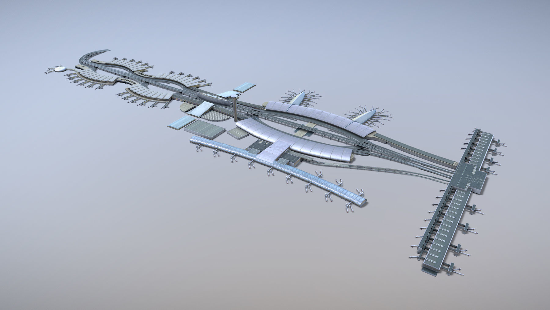 Airport Terminal LFPG Terminal2 Charles de Gaulle Airport Low-poly 3D model_1