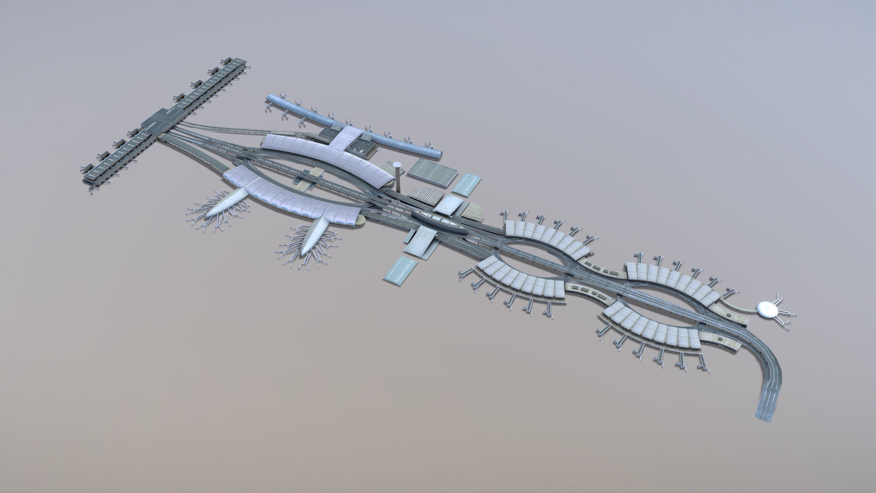 Airport Terminal LFPG Terminal2 Charles de Gaulle Airport Low-poly 3D model_8