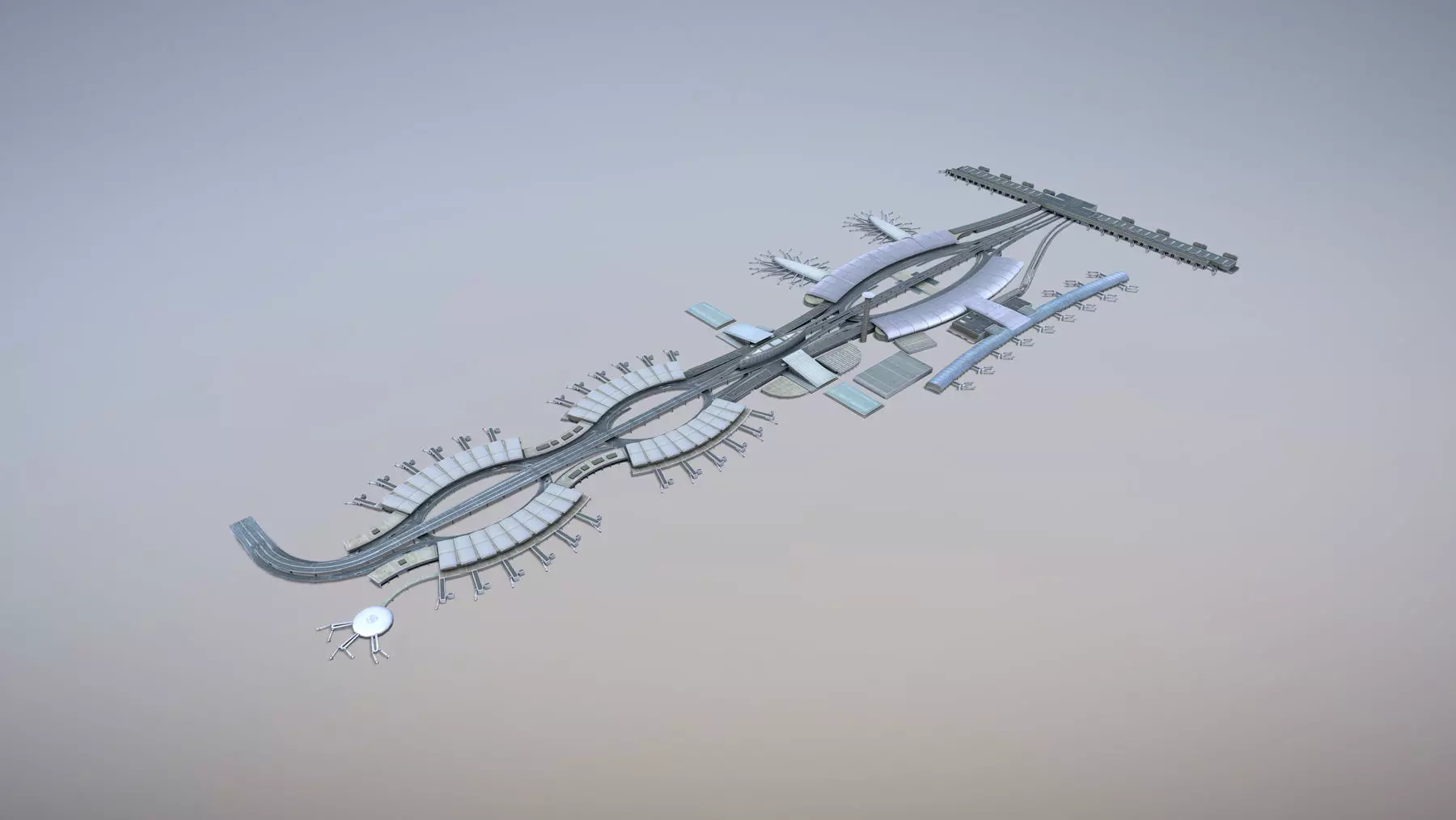 Airport Terminal LFPG Terminal2 Charles de Gaulle Airport Low-poly 3D model_0