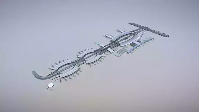 Airport Terminal LFPG Terminal2 Charles de Gaulle Airport Low-poly 3D model