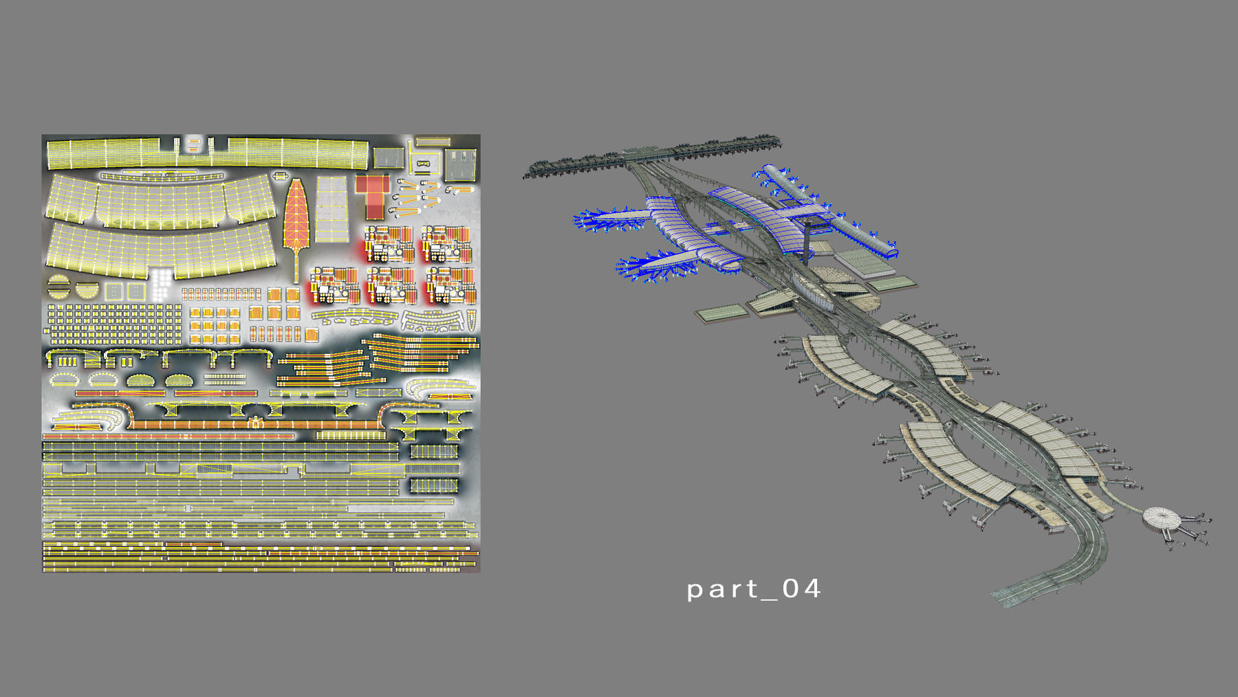 Airport Terminal LFPG Terminal2 Charles de Gaulle Airport Low-poly 3D model_33