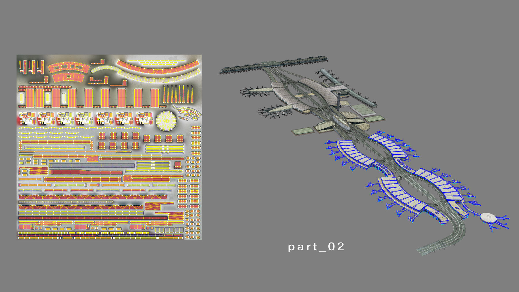 Airport Terminal LFPG Terminal2 Charles de Gaulle Airport Low-poly 3D model_31