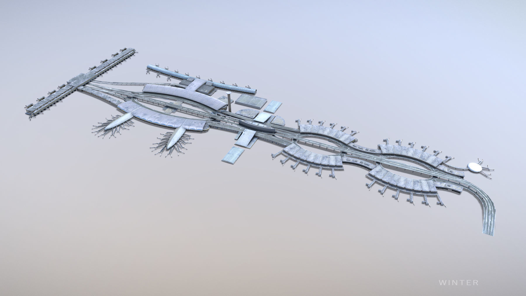 Airport Terminal LFPG Terminal2 Charles de Gaulle Airport Low-poly 3D model_25