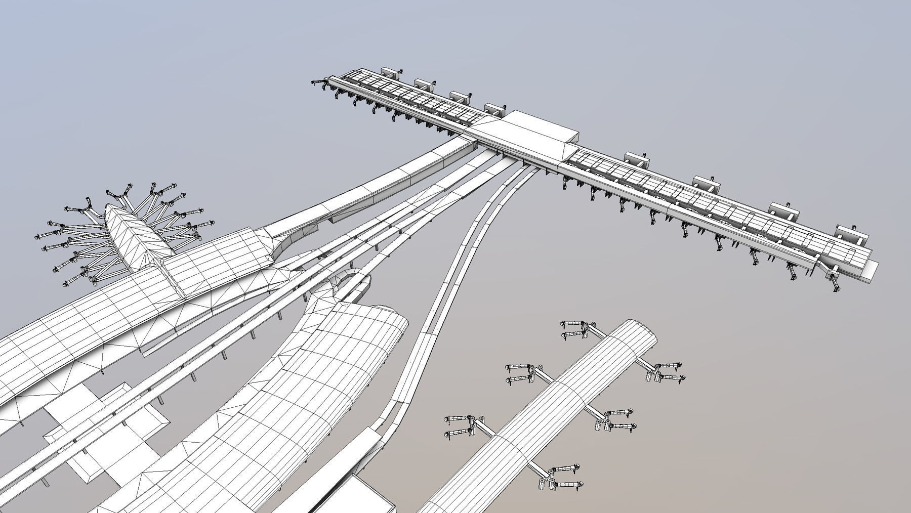 Airport Terminal LFPG Terminal2 Charles de Gaulle Airport Low-poly 3D model_21