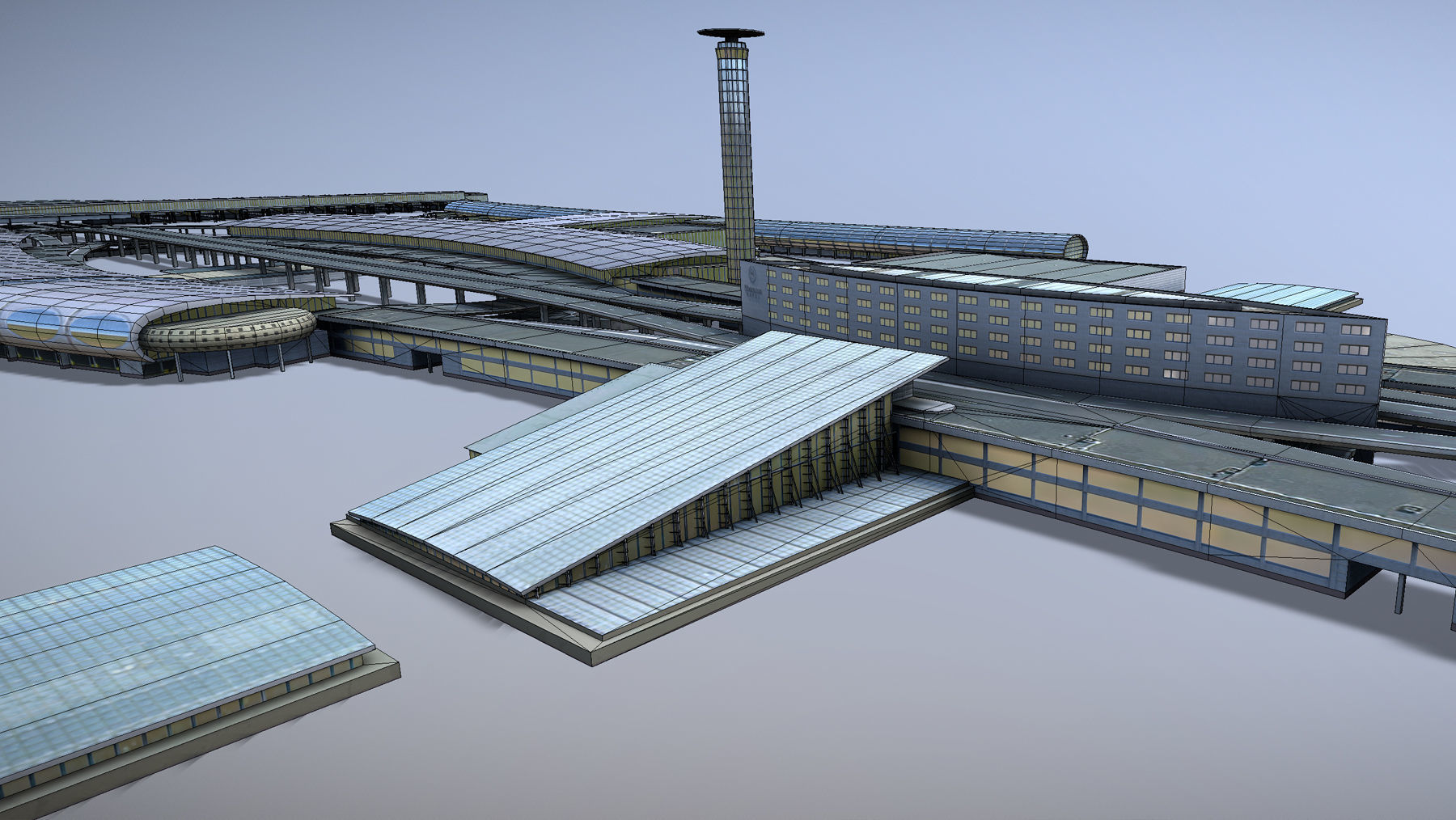 Airport Terminal LFPG Terminal2 Charles de Gaulle Airport Low-poly 3D model_18
