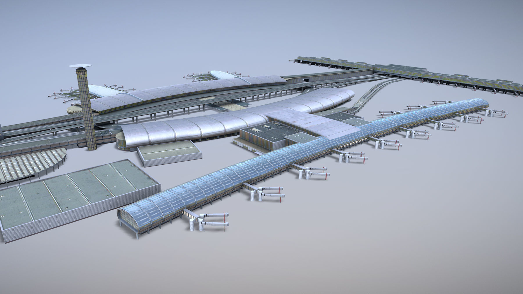 Airport Terminal LFPG Terminal2 Charles de Gaulle Airport Low-poly 3D model_7