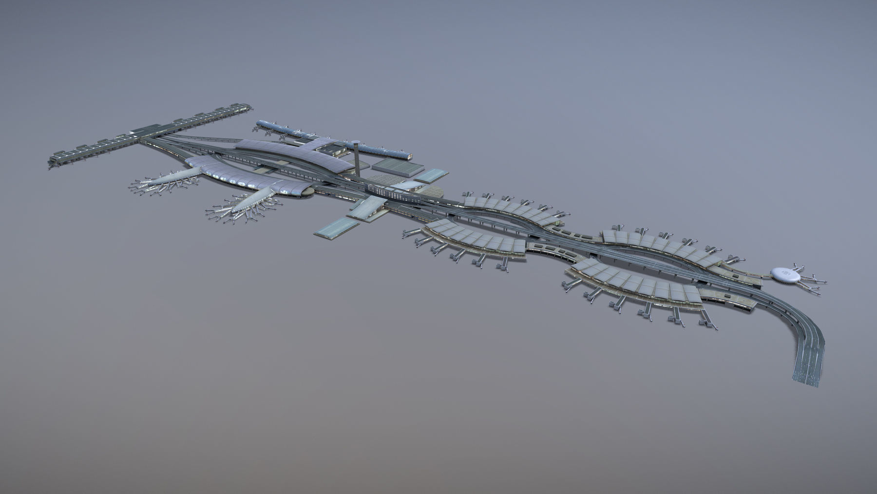 Airport Terminal LFPG Terminal2 Charles de Gaulle Airport Low-poly 3D model_11
