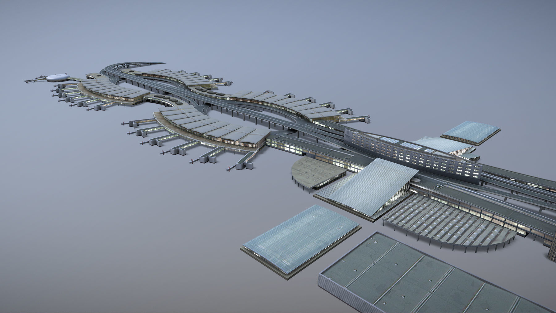 Airport Terminal LFPG Terminal2 Charles de Gaulle Airport Low-poly 3D model_12