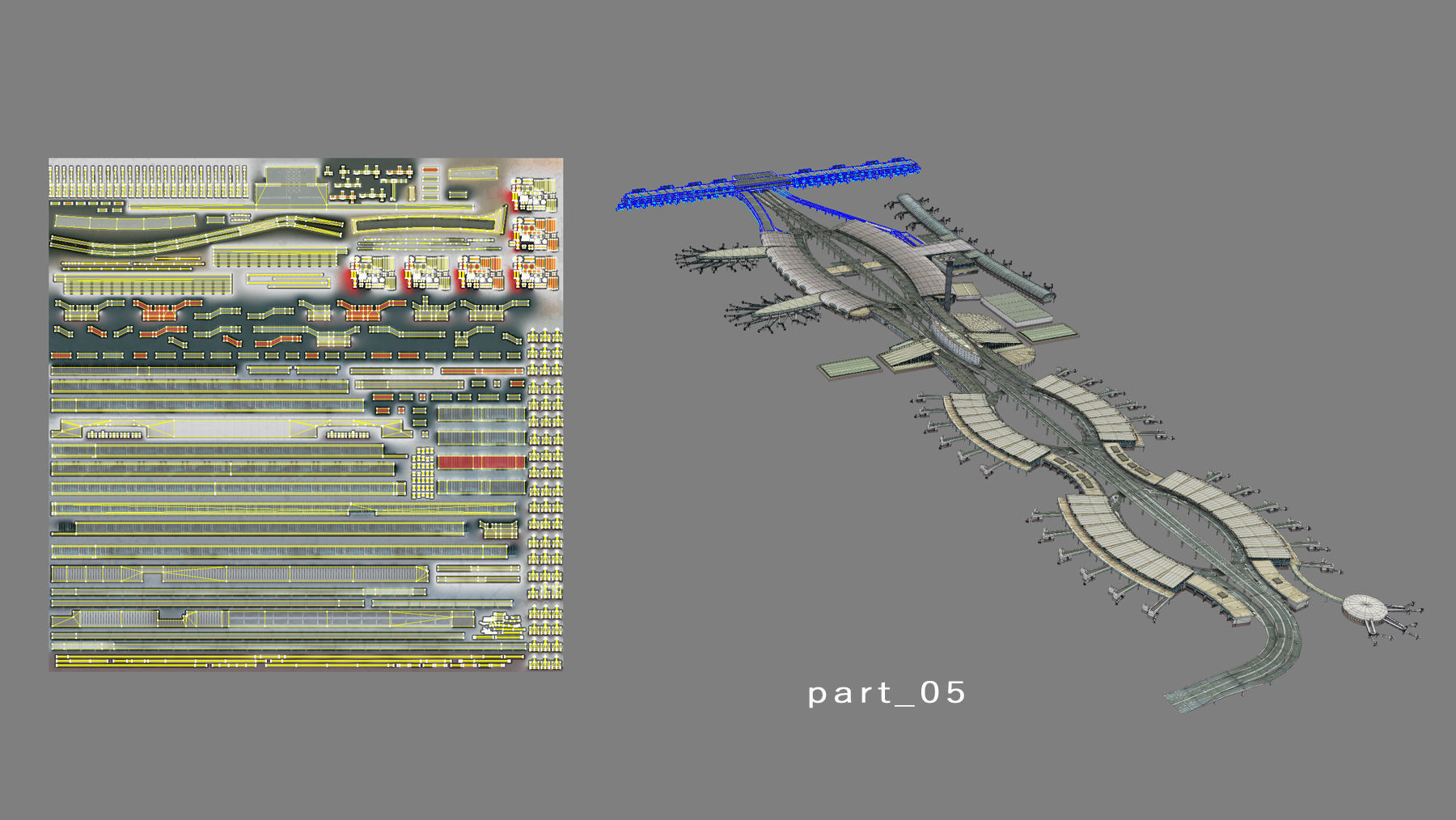 Airport Terminal LFPG Terminal2 Charles de Gaulle Airport Low-poly 3D model_34