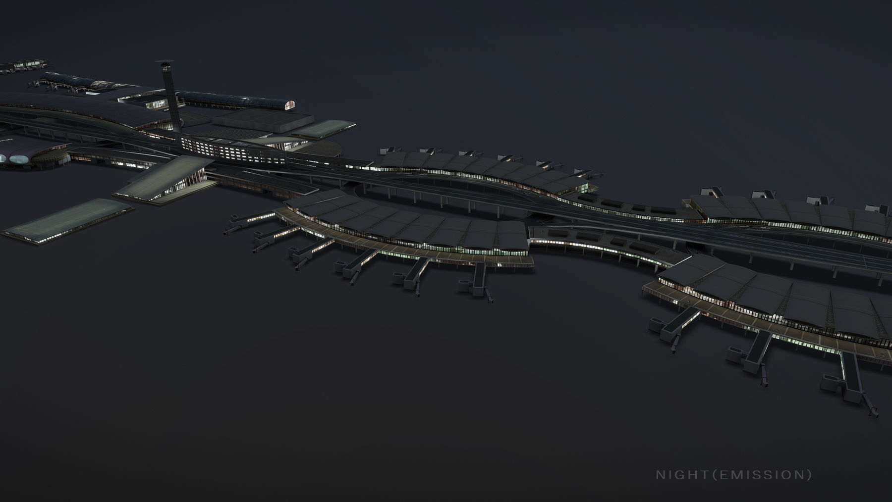 Airport Terminal LFPG Terminal2 Charles de Gaulle Airport Low-poly 3D model_28