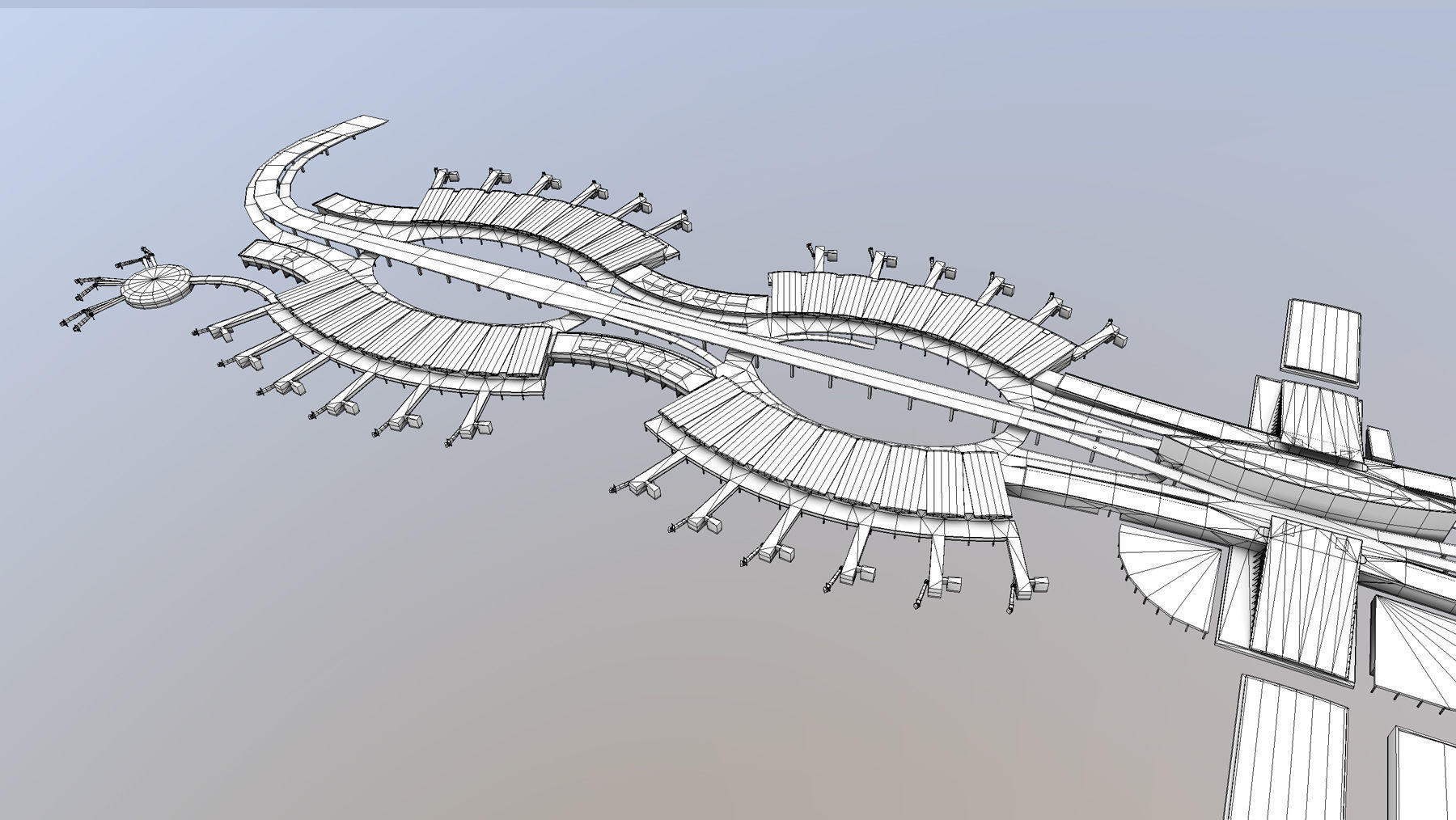 Airport Terminal LFPG Terminal2 Charles de Gaulle Airport Low-poly 3D model_23
