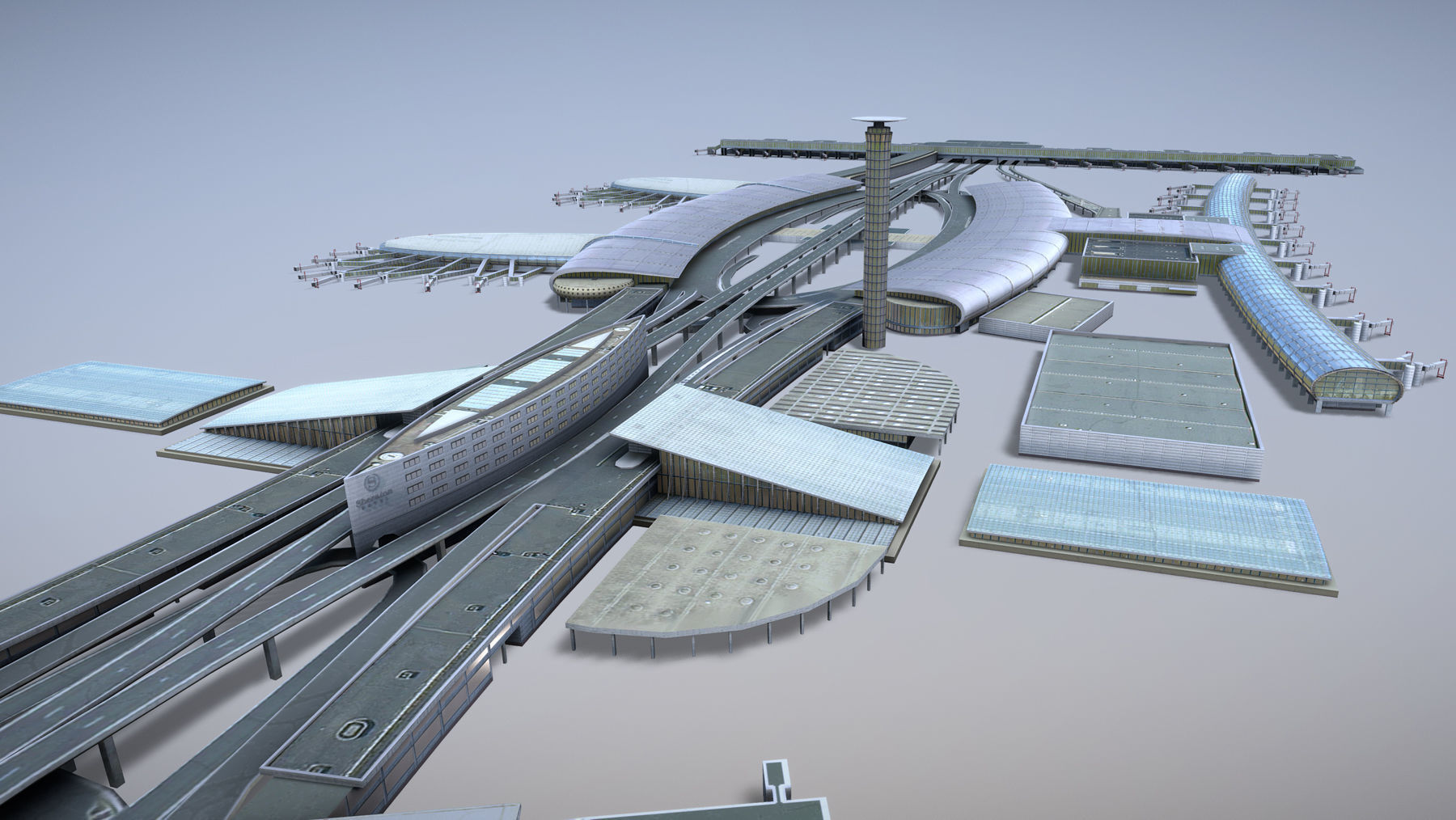 Airport Terminal LFPG Terminal2 Charles de Gaulle Airport Low-poly 3D model_5