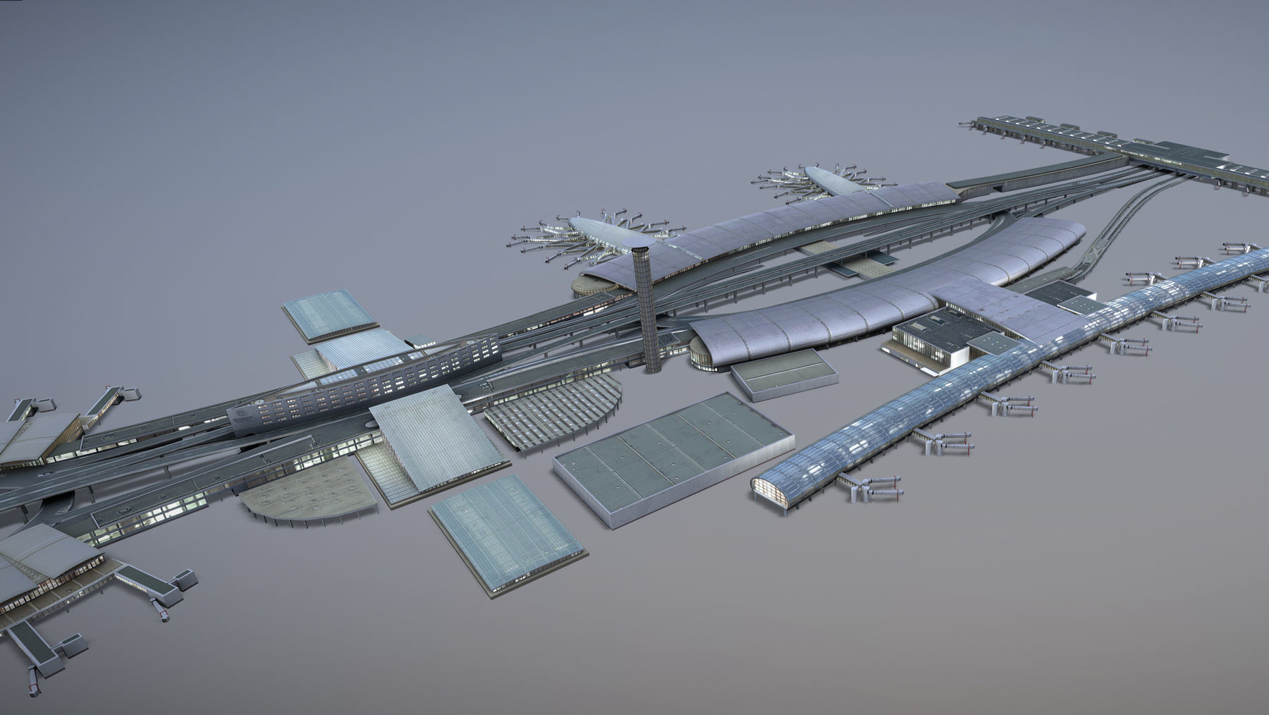 Airport Terminal LFPG Terminal2 Charles de Gaulle Airport Low-poly 3D model_13