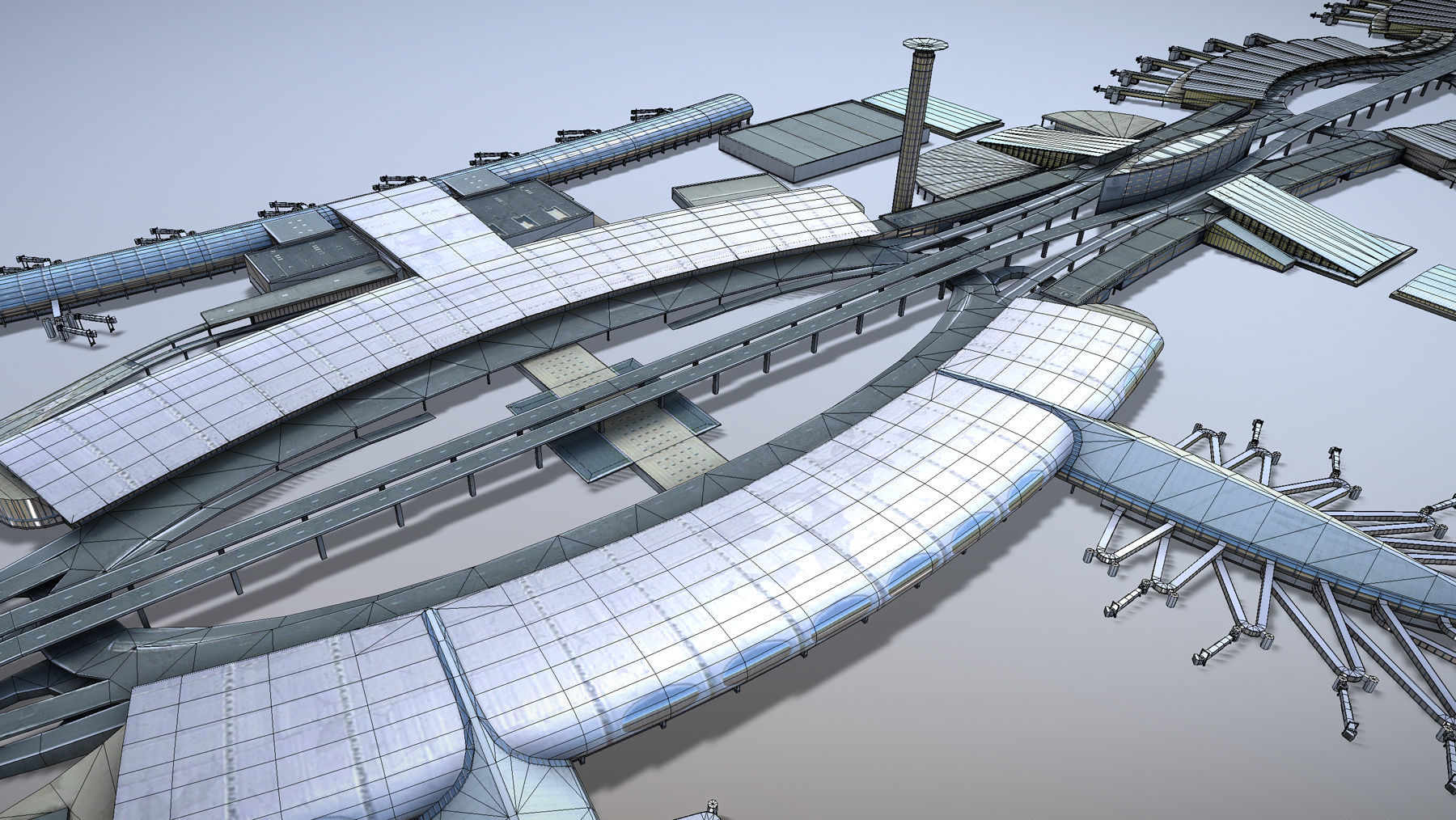 Airport Terminal LFPG Terminal2 Charles de Gaulle Airport Low-poly 3D model_16