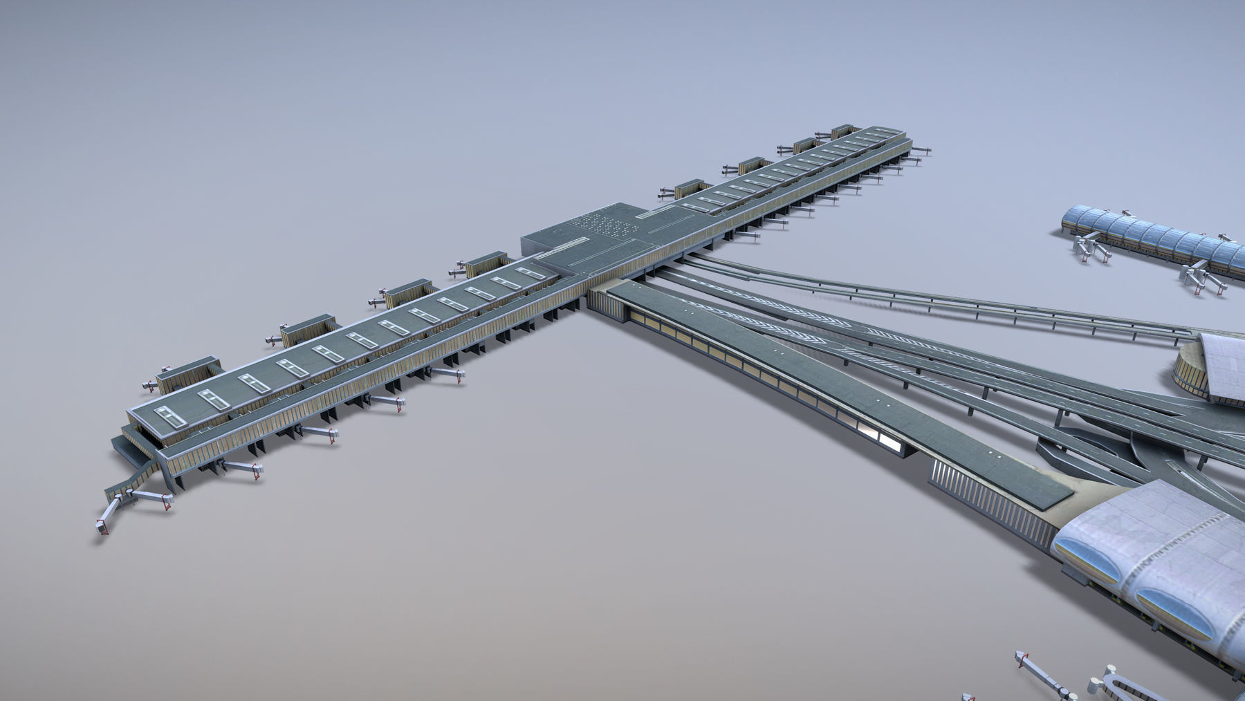 Airport Terminal LFPG Terminal2 Charles de Gaulle Airport Low-poly 3D model_6