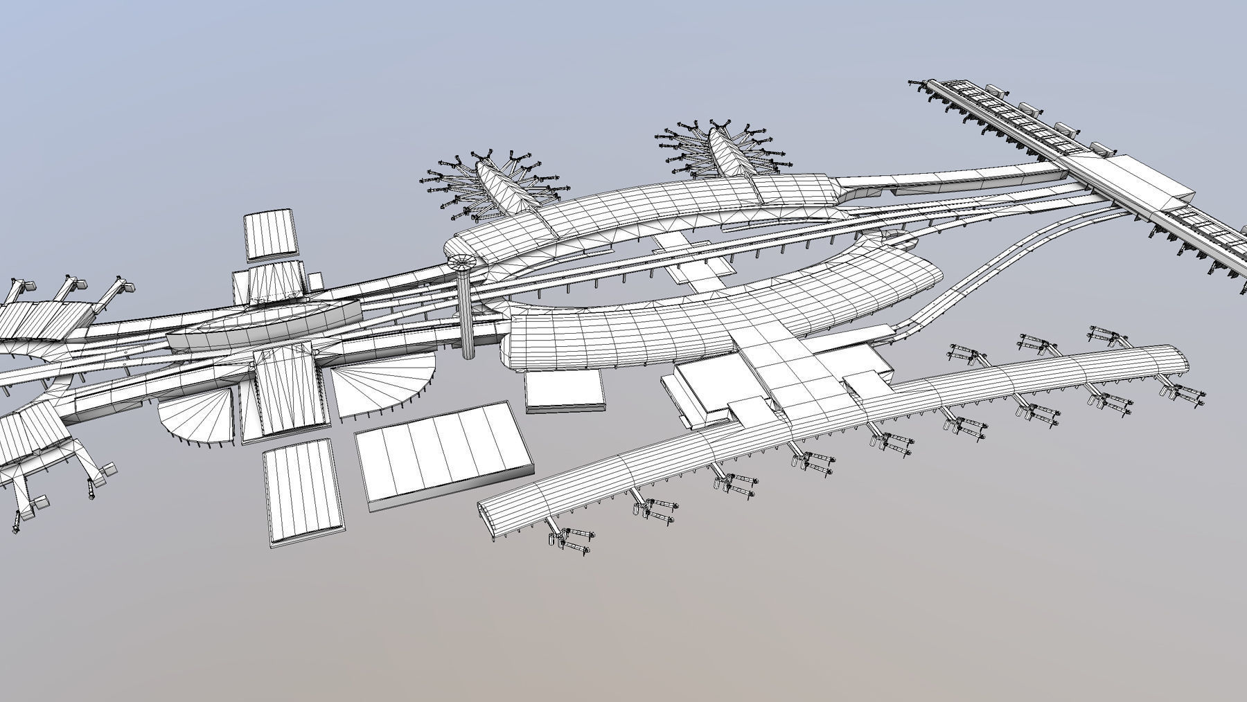 Airport Terminal LFPG Terminal2 Charles de Gaulle Airport Low-poly 3D model_22